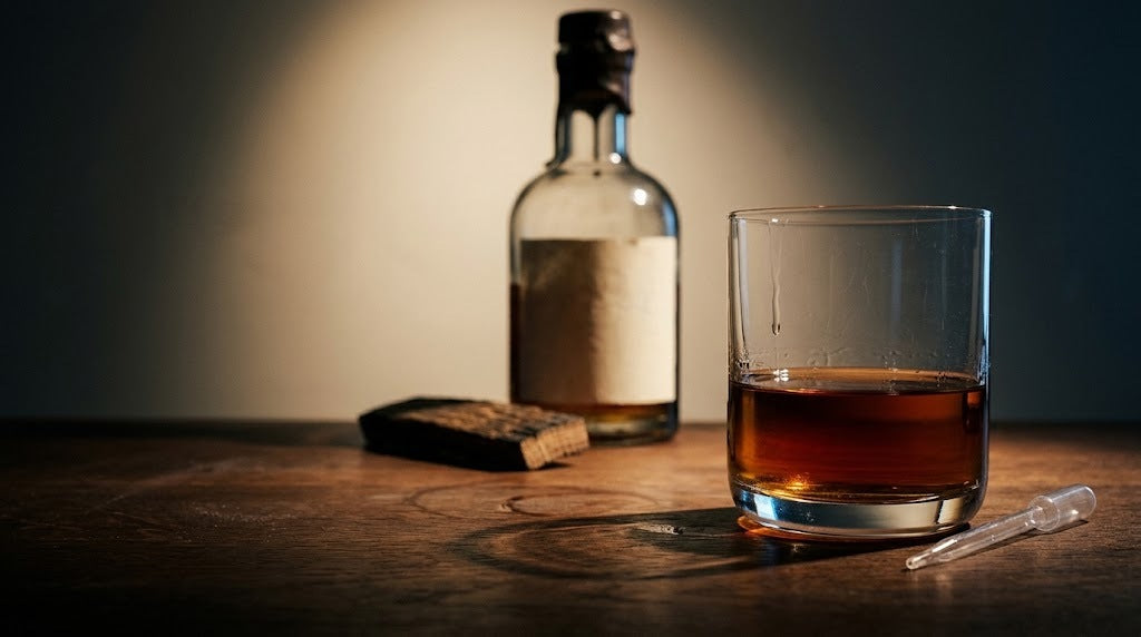 Whisky premium servi en dégustation dans un verre Finesse, illustration des spiritueux premium