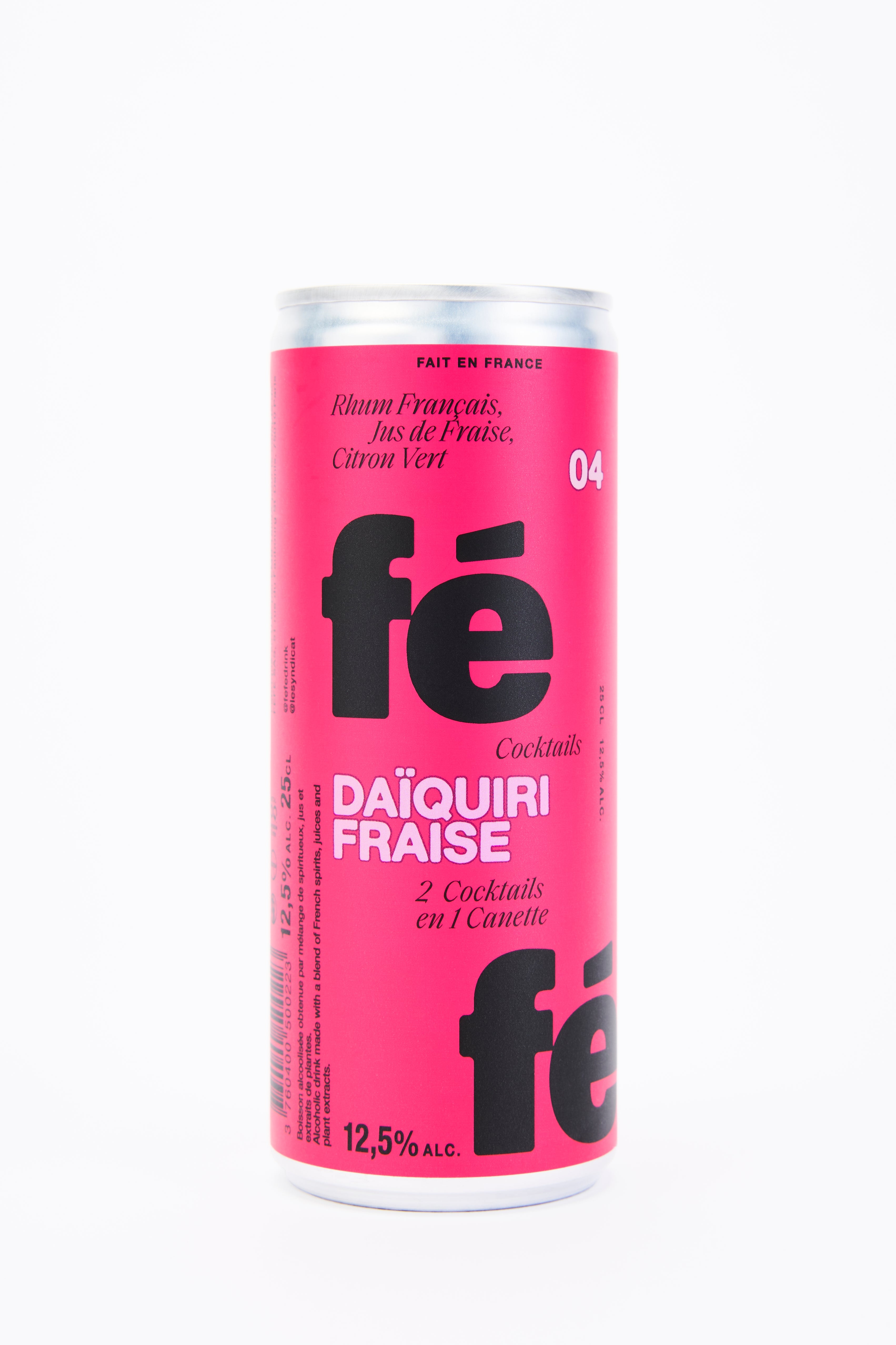 Daiquiri fraise x12 Cannettes - Cocktail prêt à servir - Rose - 250mL