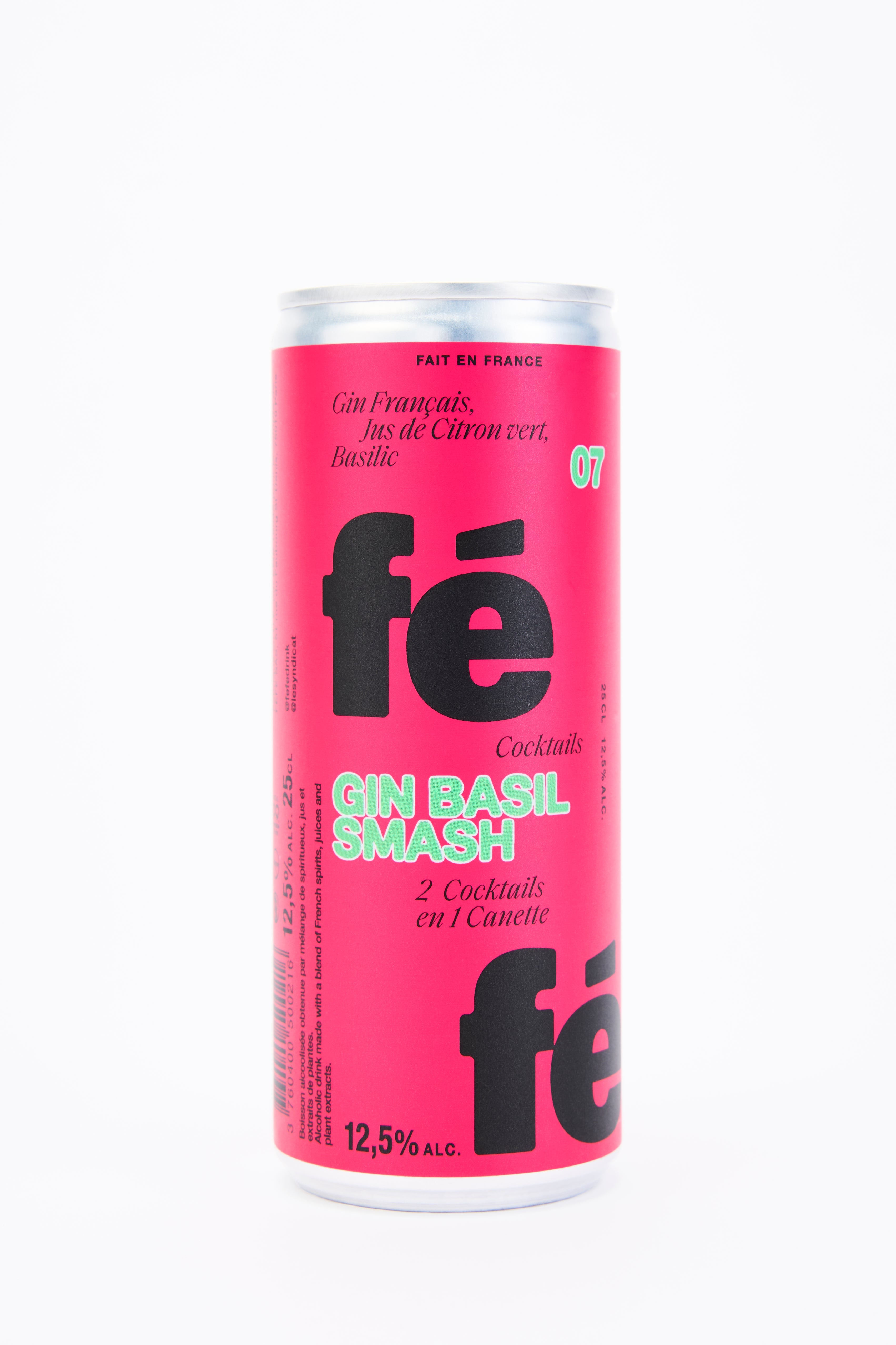 Gin Basil Smash x12 Cannettes - Cocktail prêt à servir - Rose - 250mL