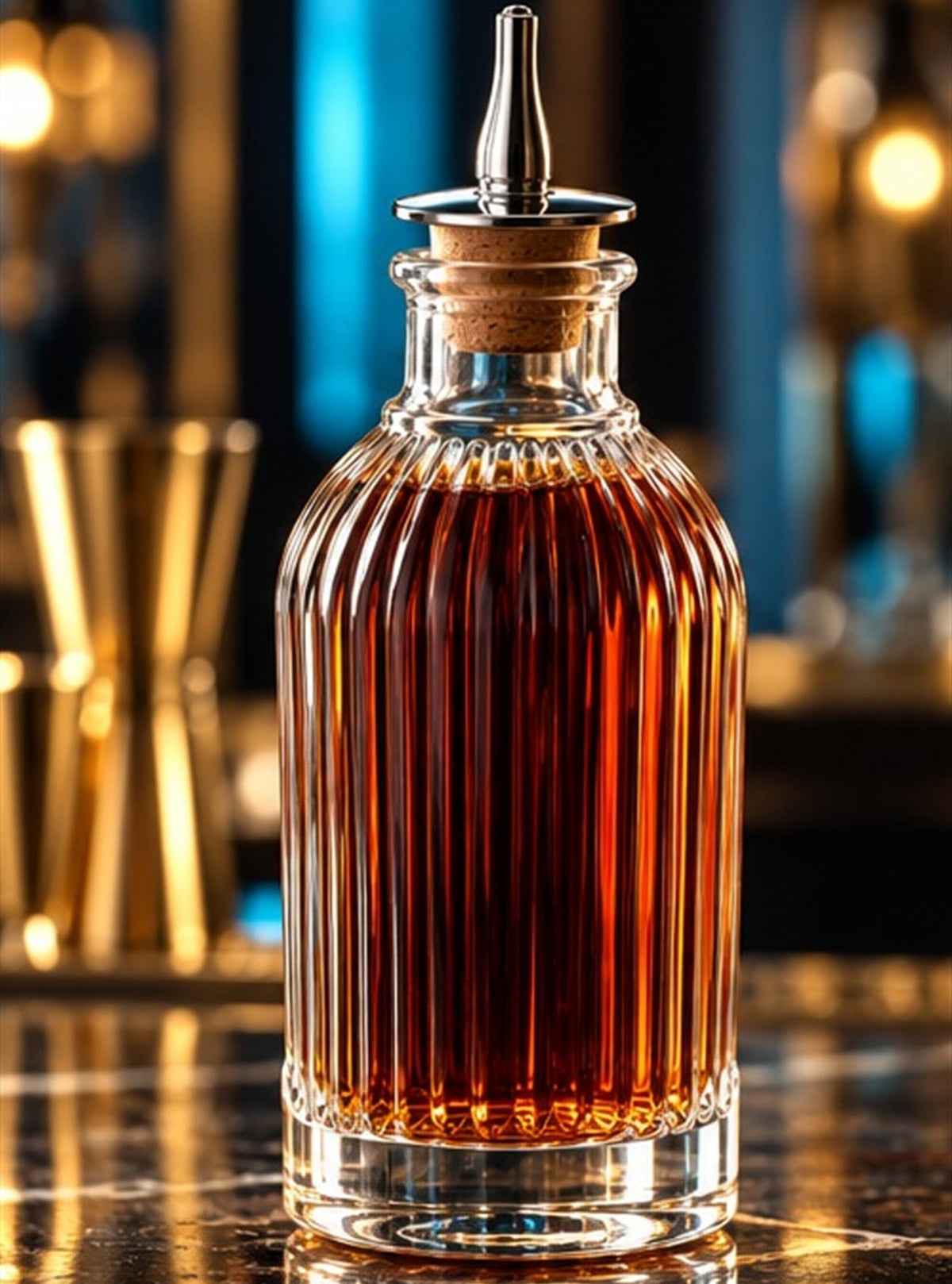Bouteille bitter Mezclar Liberty 22 cl, vu de face sur fond clair