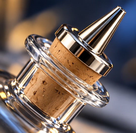 Bouteille bitter Luigi Bormioli Elixir n°2 10 cl, gros plan sur le bouchon liège