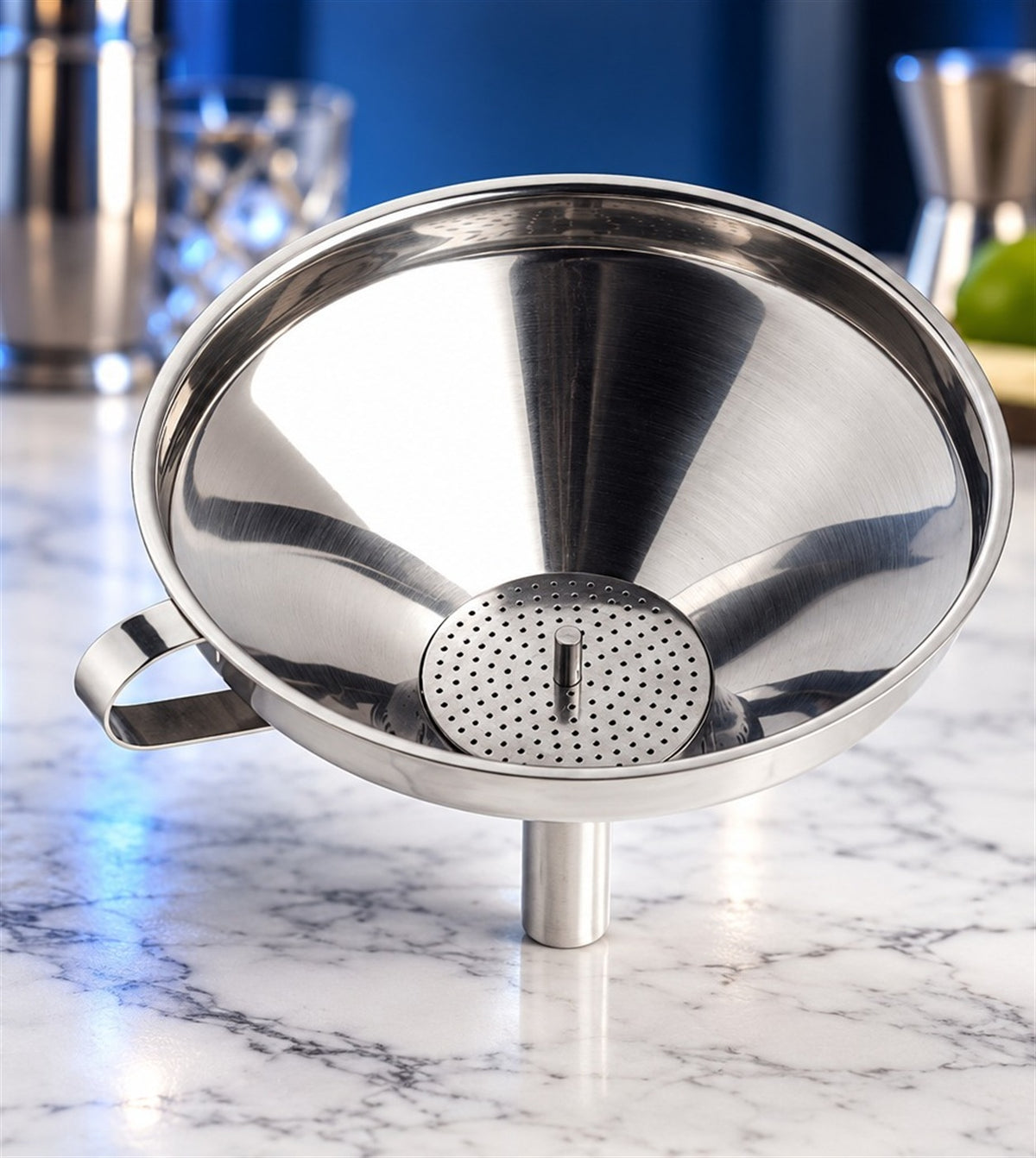 Entonnoir à filtre amovible Genware UK 13 cm, vu de face sur fond clair