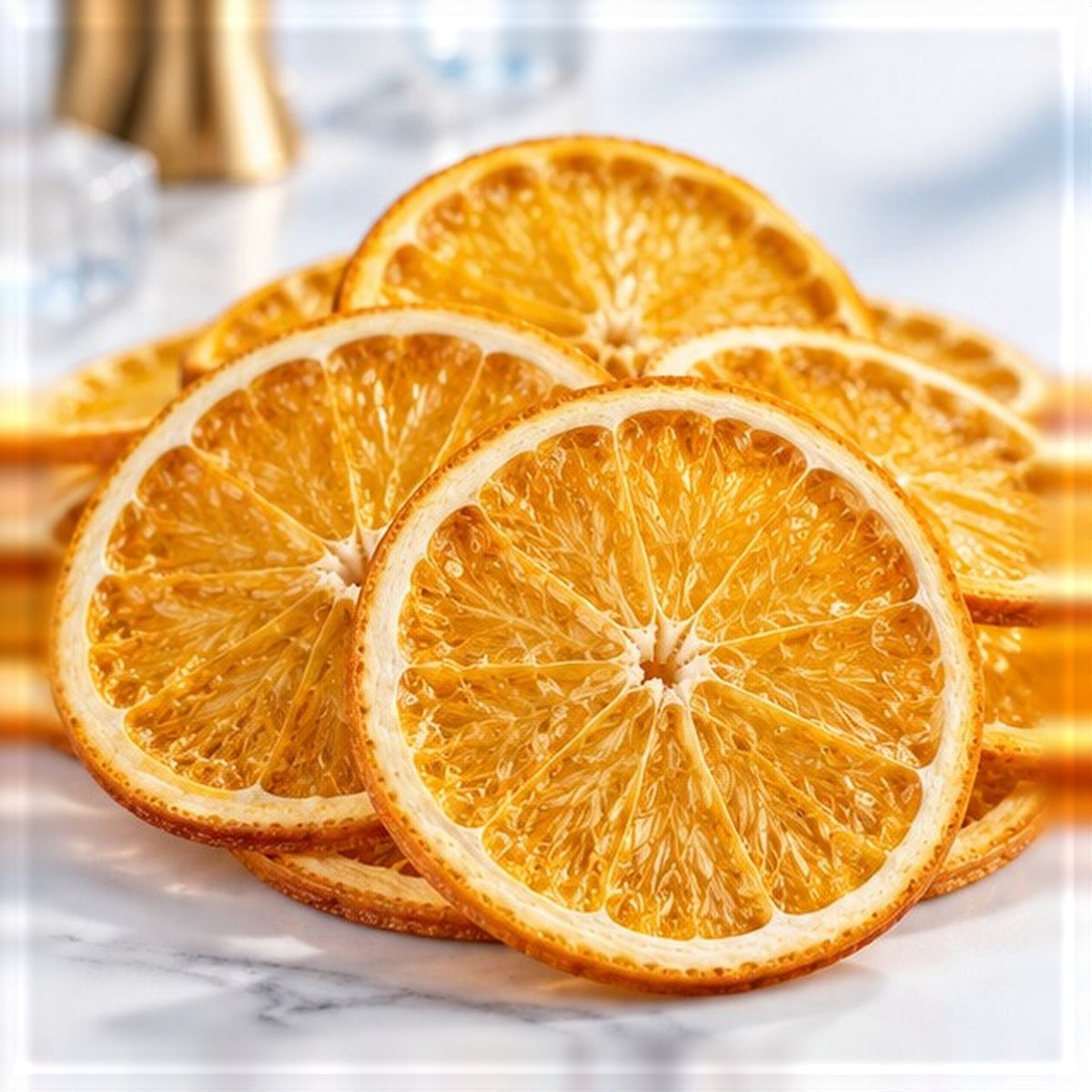 Garnish orange déshydraté Extradry, 100 pièces, vu de face sur fond clair