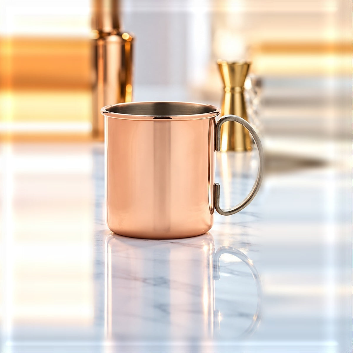Mug droit Genware EU cuivre 48 cl, vu de face sur fond clair