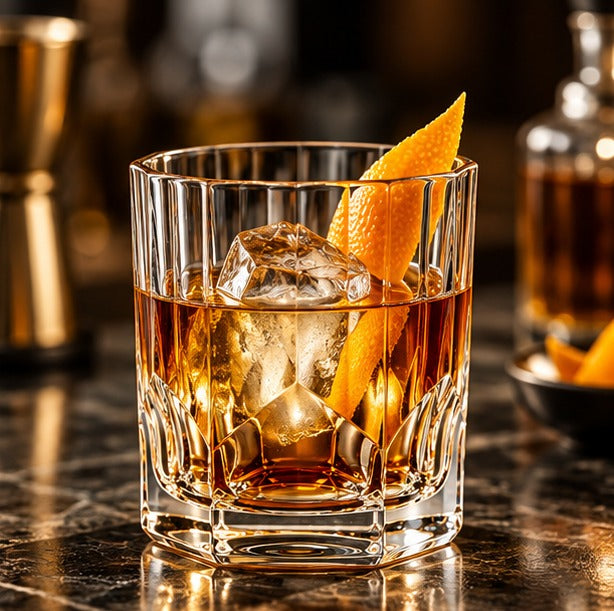 Verre short drink Nachtmann Aspen 32 cl, avec un old fashioned et un zeste d'orange