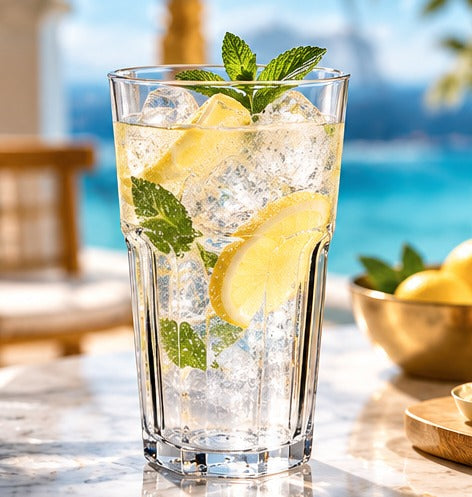 Tumbler RBdrinks Incassable 55 cl, avec une limonade citron et menthe en bord de mer