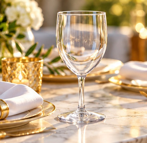 Verre à vin RBdrinks Incassable 25 cl, vide sur une table dressée