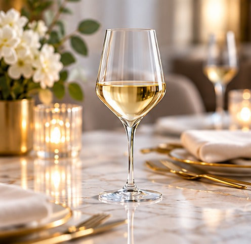 Verre à vin Luigi Bormioli Supremo 55 cl, vide sur une table dressée