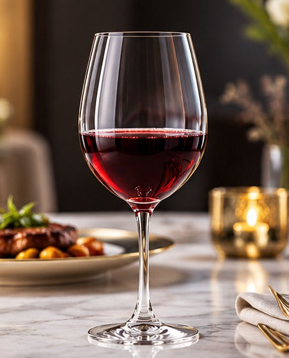 Verre à vin Chef & Sommelier Cabernet Tulipe 47 cl, avec du vin rouge sur une table dressée