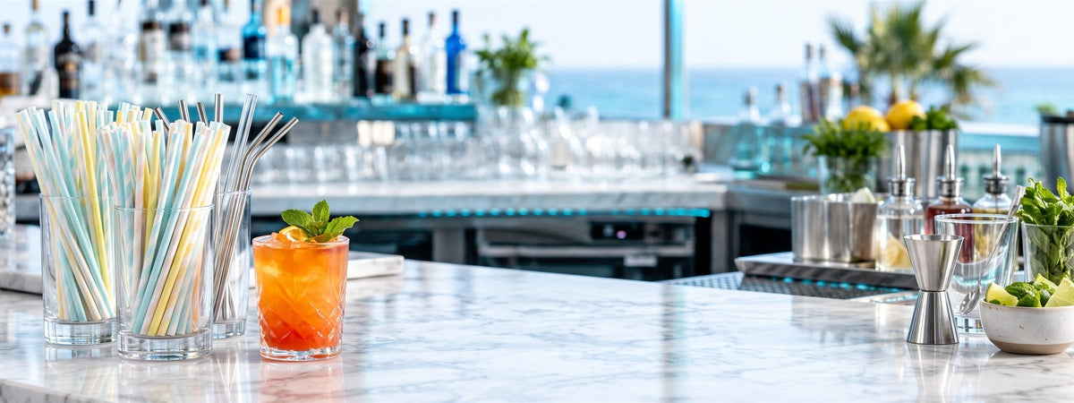 Pailles à cocktails : matériel et verrerie de bar professionnels BWA pour CHR, hétels et restaurants