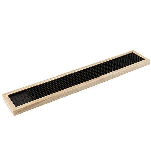 Bac récepteur + Tapis de bar - 61cm x 10cm - Bois & Caoutchouc -