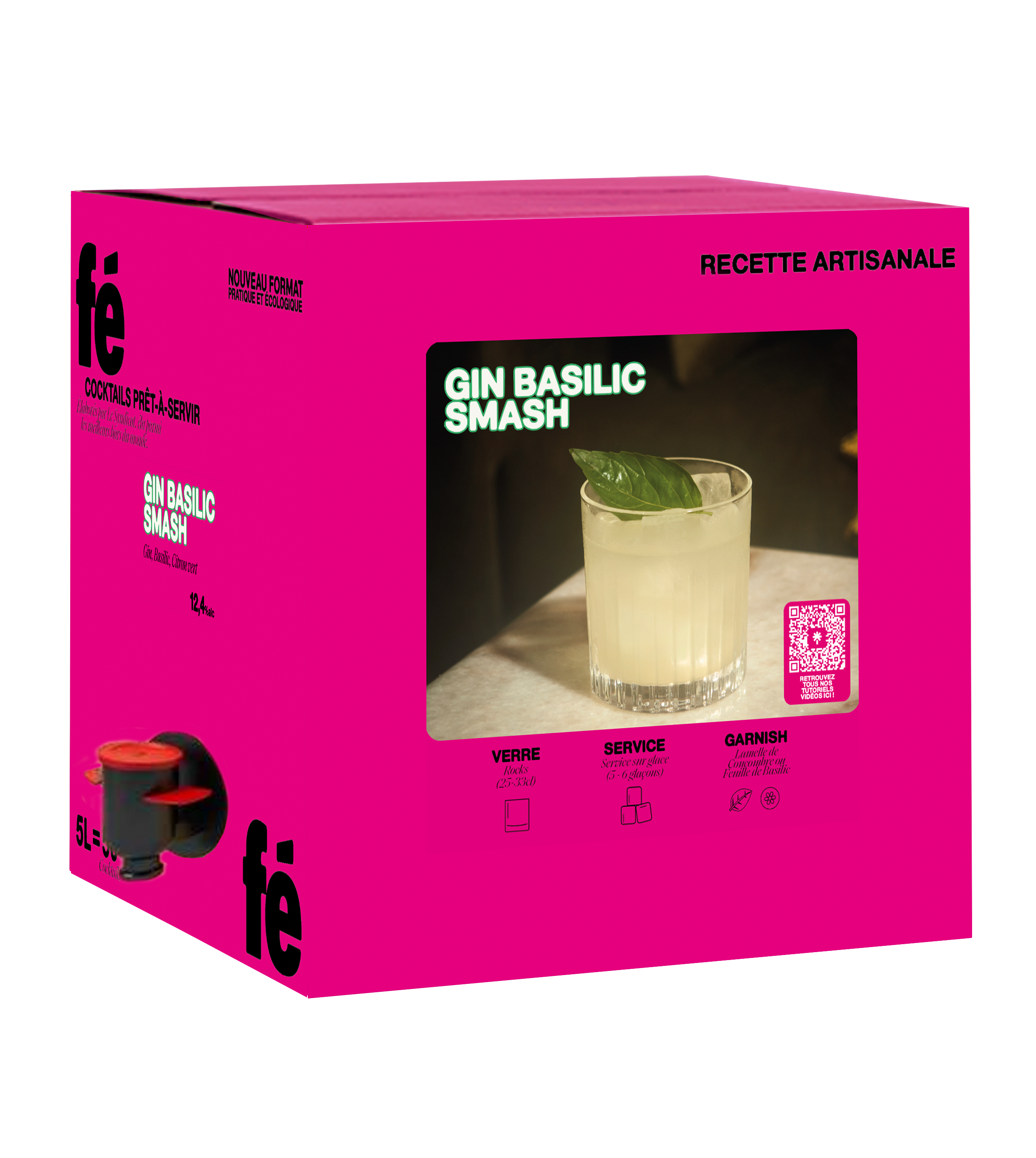 Basil Smash 50 Cocktails - Cocktail prêt à servir - Rose - 5L - FÉFÉ