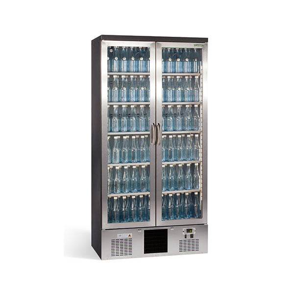 Vitrine de présentation - 2 portes vitrées - Inox - 500L - Gamko