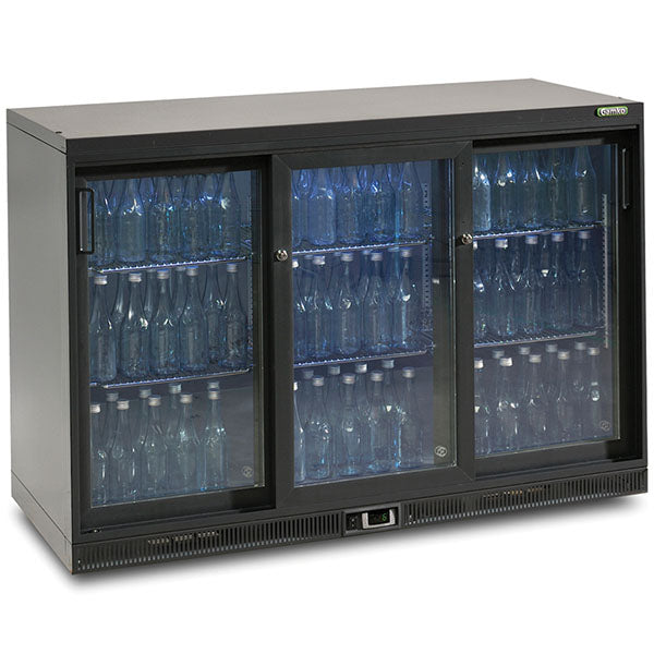 Vitrine réfrigérée - 3 portes coulissantes - Noir - 315L - Gamko