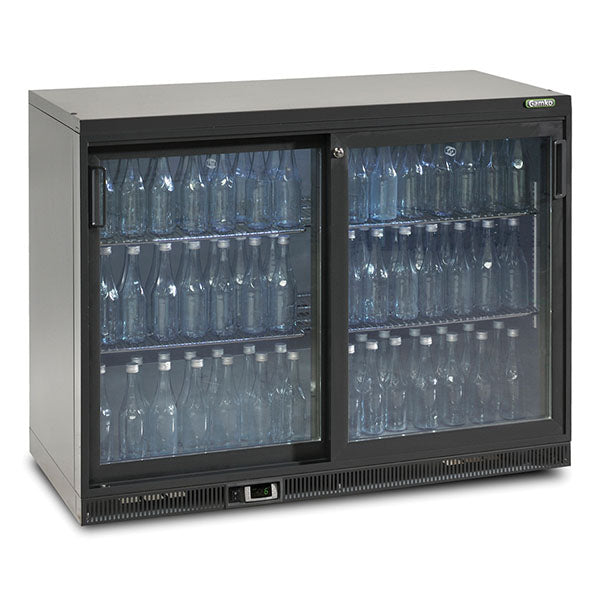 Vitrine réfrigérée - 2 Portes vitrées coulissantes - Noir - 275L - Gamko
