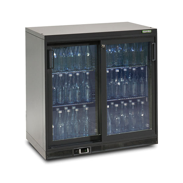 Vitrine réfrigérée - 2 Portes vitrées coulissantes - Noir - 250L - Gamko