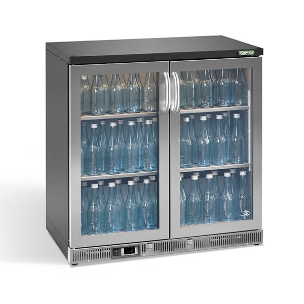 Vitrine réfrigérée - 2 portes vitrées - Inox - 250L - Gamko