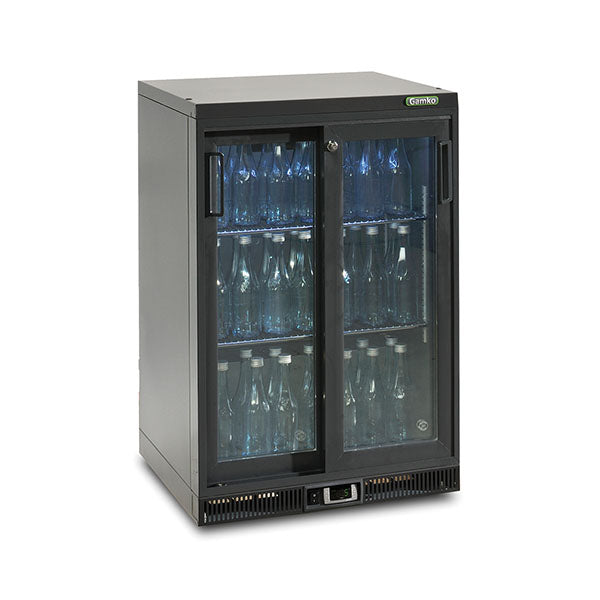 Vitrine réfrigérée - 2 portes vitrées coulissantes - Noir - 150L - Gamko