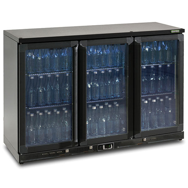 Vitrine réfrigérée - Basse, 3 portes vitrées - Noir - 315L - Gamko