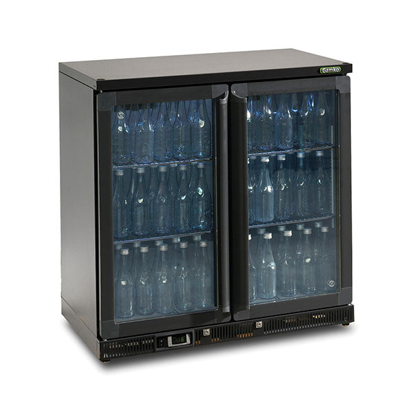Vitrine réfrigérée - Basse, 2 portes vitrées - Noir - 250L - Gamko