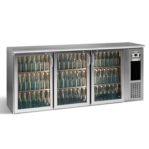 Arrière bar réfrigéré - 3 porte vitrées - Inox - 505L - Gamko
