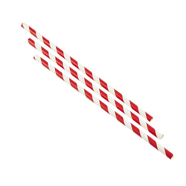 Pailles - Papier - Rouge/Blanc - 20cm x 6mm - x500 -
