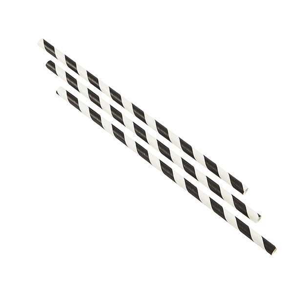 Pailles - Papier - Noir/Blanc - 20cm x 6mm - x500 -