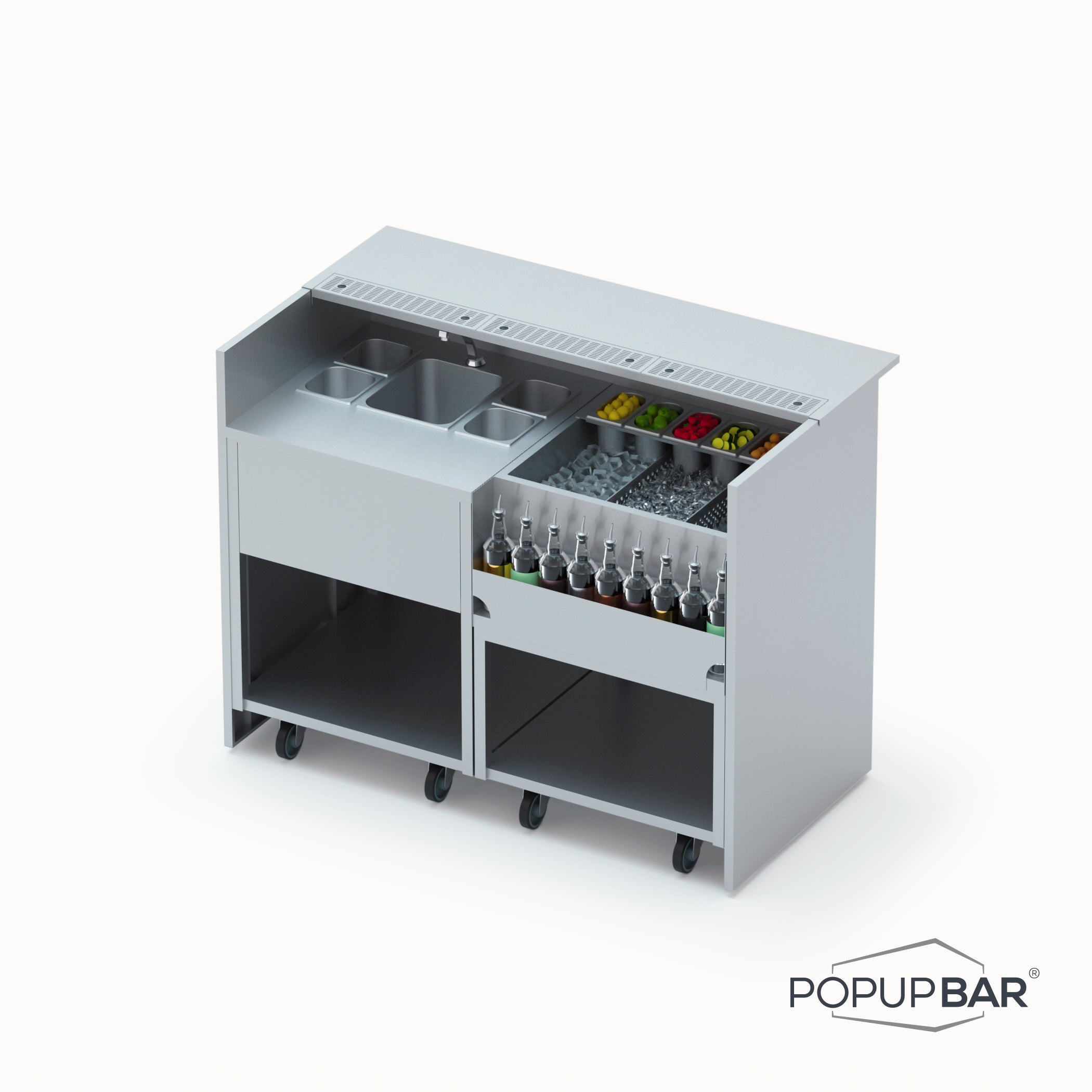 Station Mobile - Inox - 141cm x 75cm x 110cm - POPUPBAR