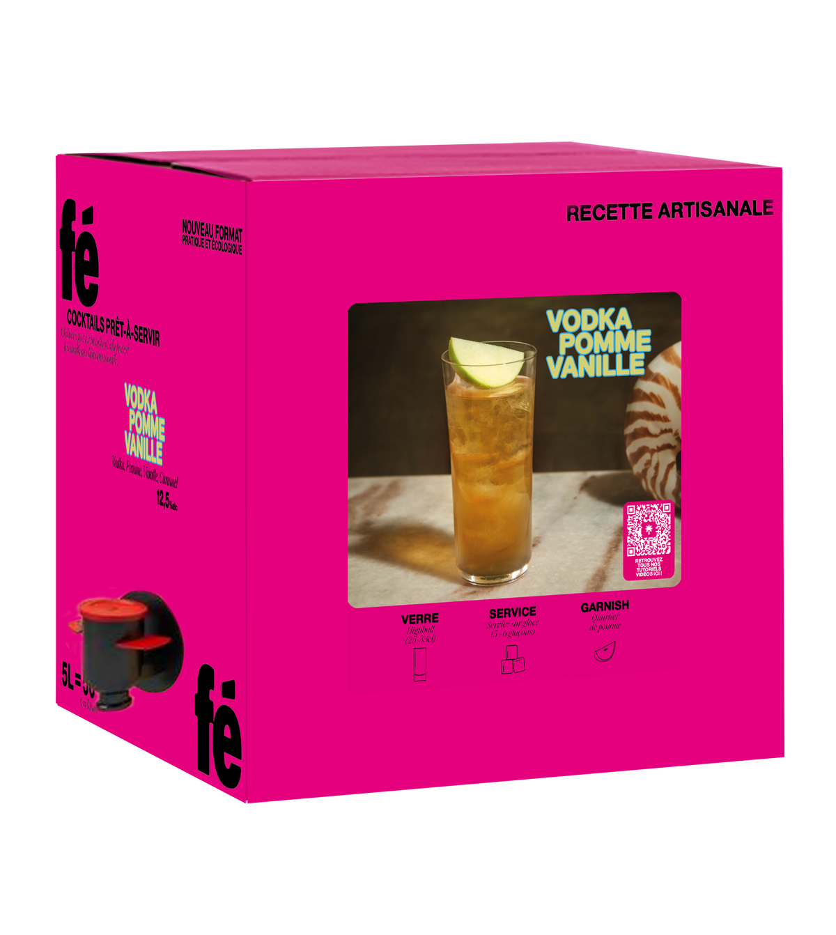 Pomme Vanille 50 Cocktails - Cocktail prêt à servir - Rose - 5L - FÉFÉ