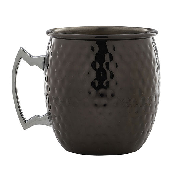 Moscow mule Genware EU Barrel Mug martelé, poignée noire 55 cl, photo fournisseur sur fond blanc