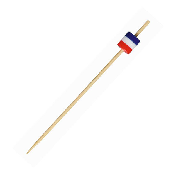 Pics en bambou bleu blanc rouge Oxstal 9 cm, lot de 100, photo fournisseur sur fond blanc