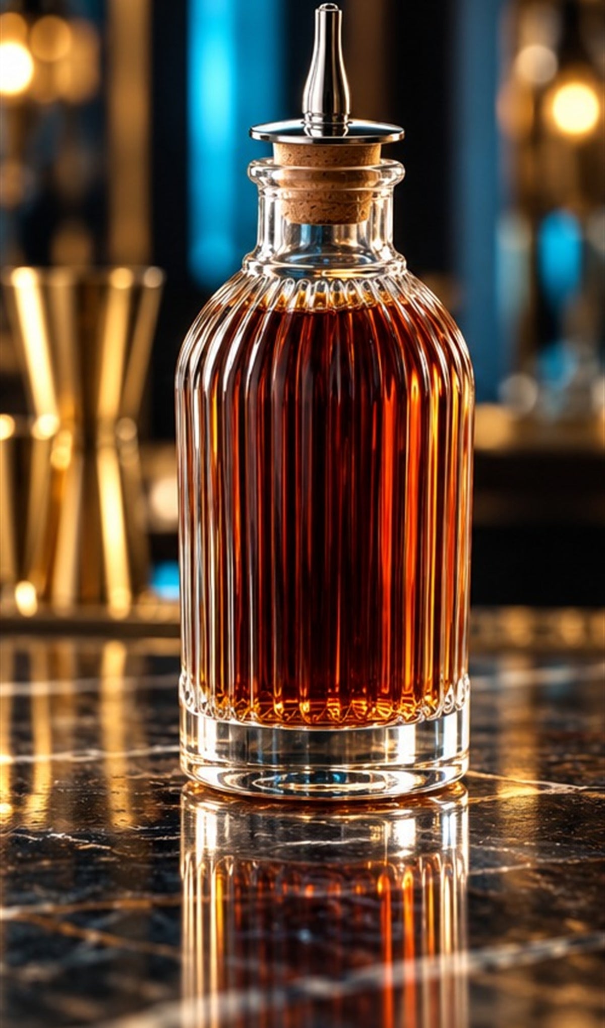 Bouteille bitter Mezclar Liberty 22 cl, vu de face sur fond clair