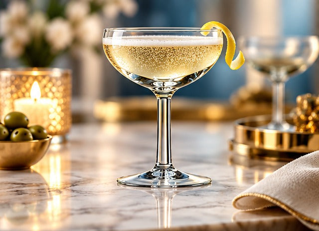 Coupette Arcoroc Elegance 16 cl, sur une table dressée aux bougies