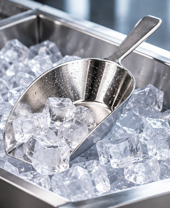 Pelle à glace Vogue 45,5 cl, servant des glaçons dans un bac