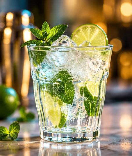 Long drink Duralex Picardie 31 cl, avec un mojito, menthe, citron vert et glaçons