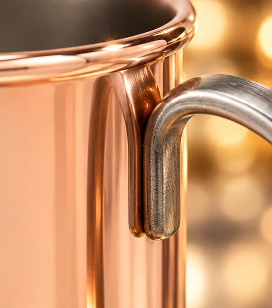 Mug droit Genware EU cuivre 48 cl, gros plan sur la poignée et le bord