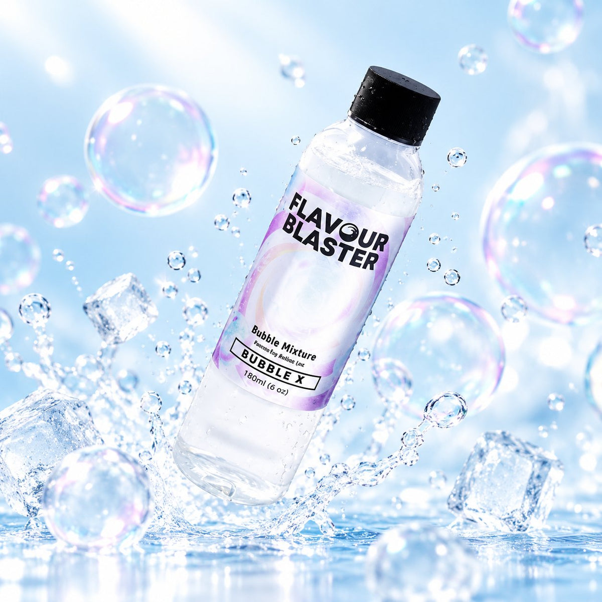 Recharge Bubble Mixture Flavour Blaster Jet Chill 180 ml, vu de face sur fond clair