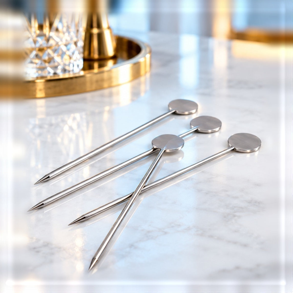Pics inox Novela 12 cm, lot de 100, vu de face sur fond clair