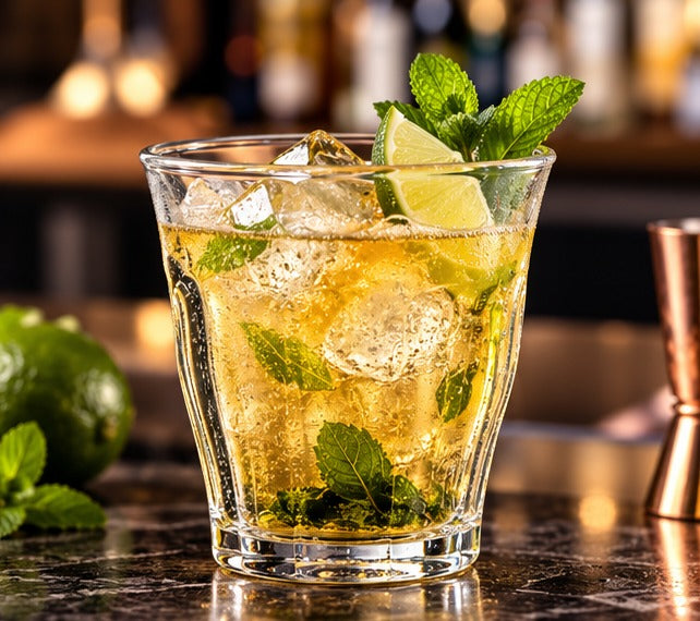 Gobelet Duralex Picardie 13 cl, avec un mojito à la menthe