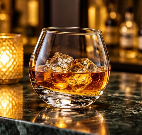 Verre short drink Urban Bar Rocking Whisky 30 cl, sur un comptoir de marbre noir