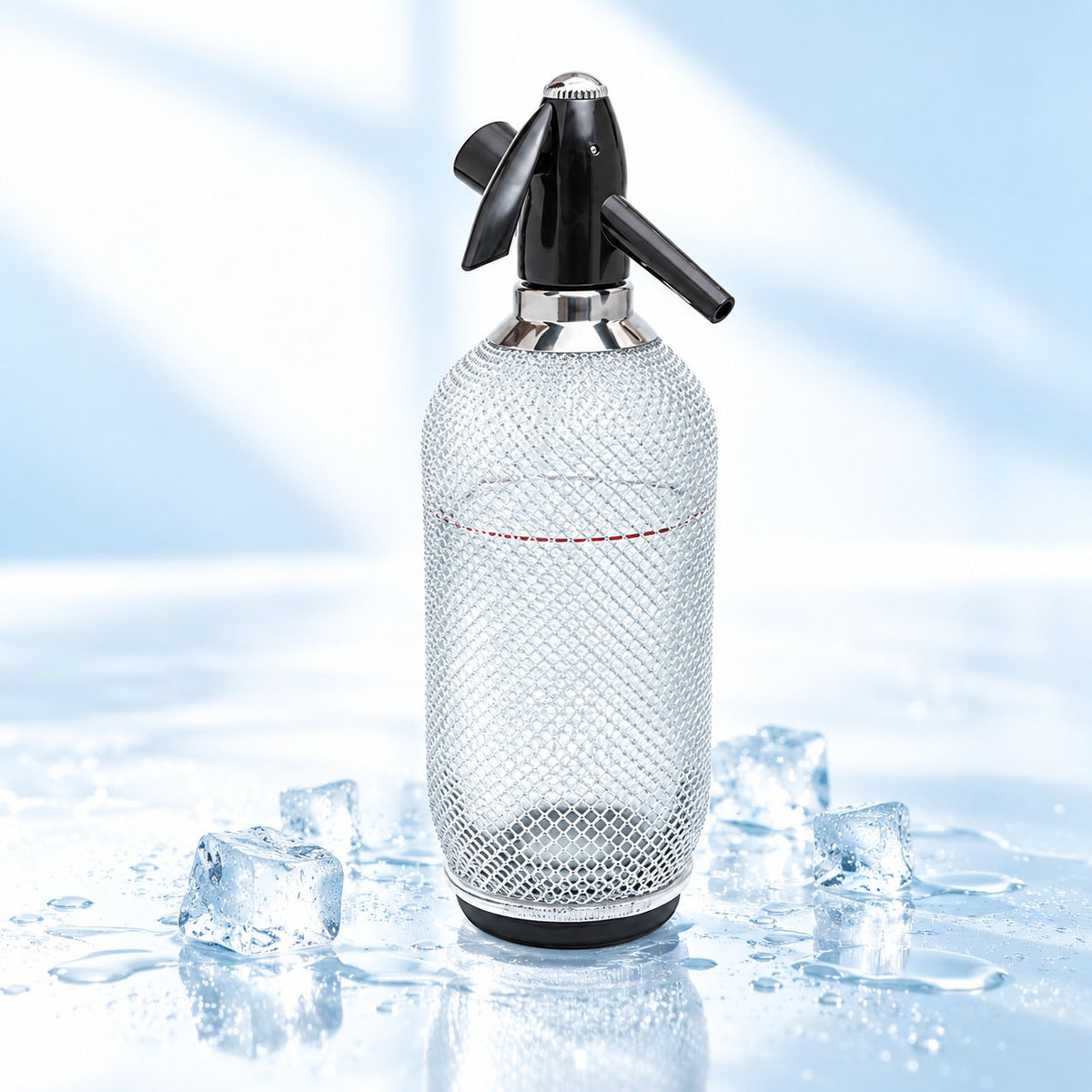 Siphon à eau de Seltz Beaumont 1 L, vu de face sur fond clair
