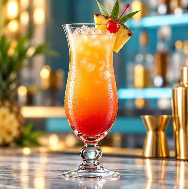Hurricane Arcoroc 44 cl, avec un cocktail tropical et une cerise