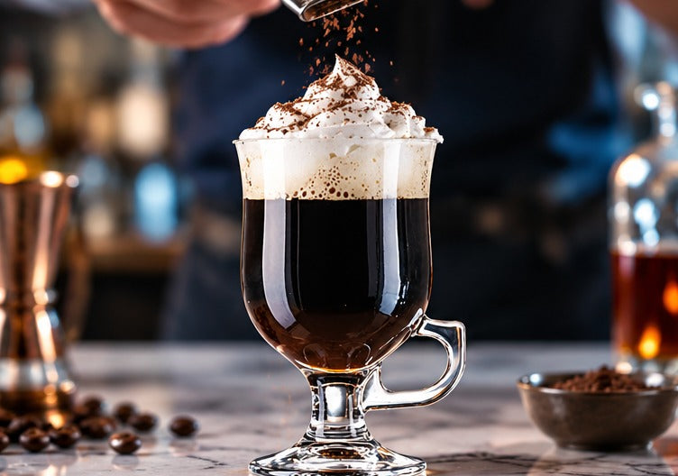 Irish coffee Arcoroc 24 cl, avec sa crème, préparé au bar
