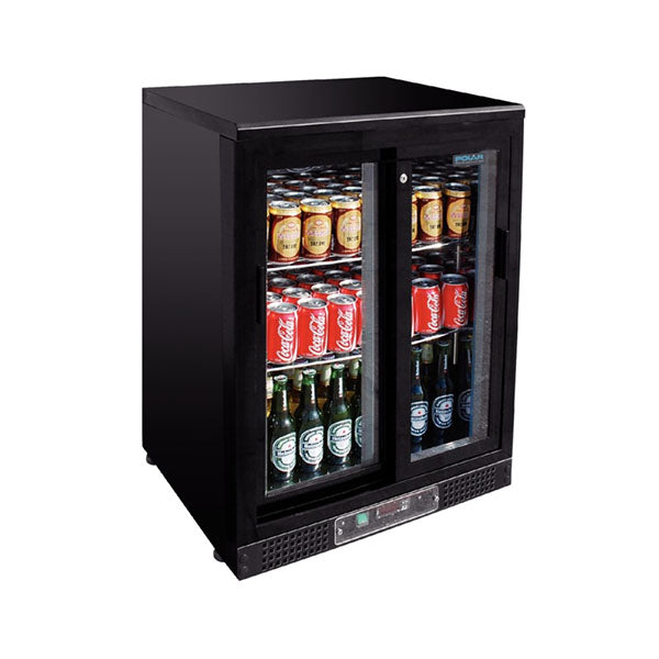 Arrière bar réfrigéré - 140 bouteilles - 1 porte transparent coulissante - Inox - Polar