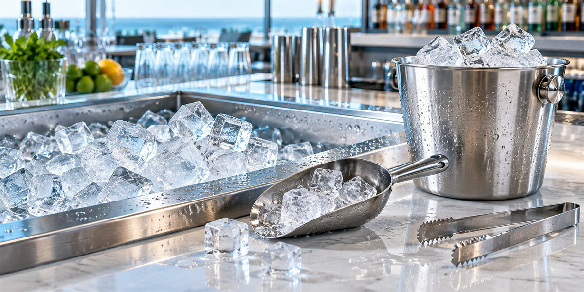 Matériel pour la glace BWA : seau, pelle, pince pour bars et restaurants