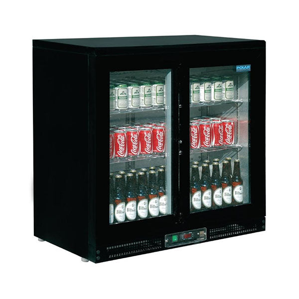 Arrière bar réfrigéré - 168 bouteilles - 2 portes transparentes coulissantes - Noir - Polar