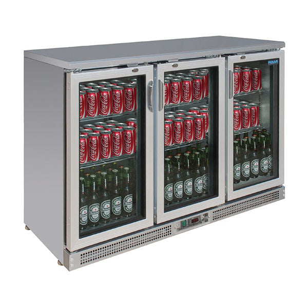 Arrière bar réfrigéré - 273 bouteilles - 3 portes coulissantes - Inox - Polar